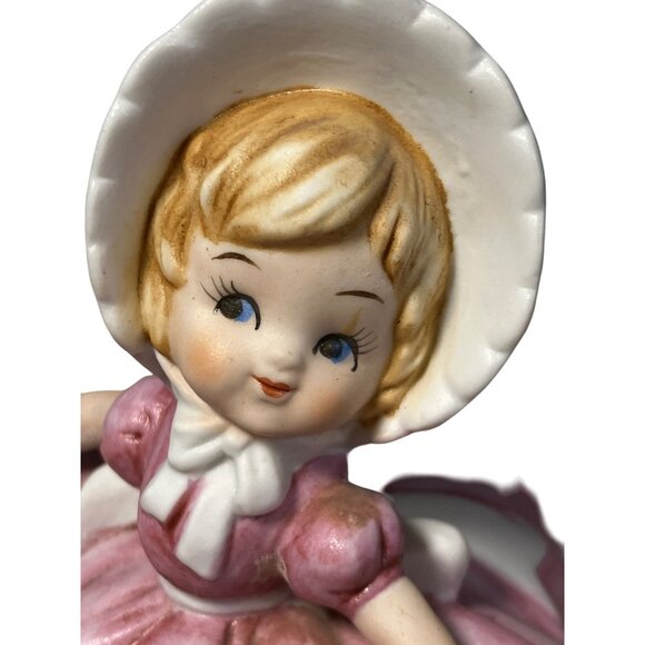 Girl with Bloomers #904 Bisque Porcelain Figurine Pink Ruffled Dress 4.5" - Picture 3 of 16